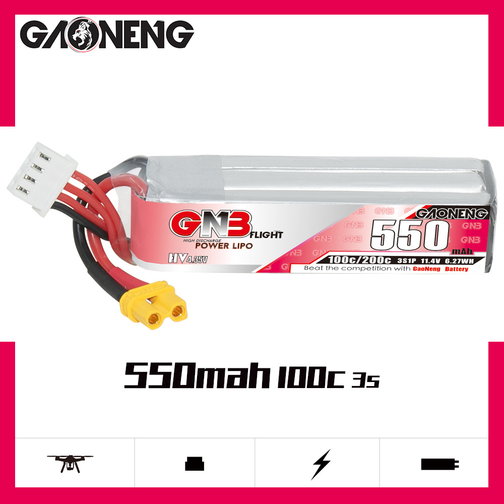 GNB HV 11.4V 550mAh 100C/200C  - Drone Racing Battery 评论和价格