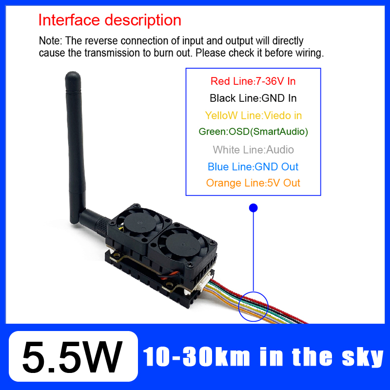 Long Range 5.8GHz 5.5W Video T - Drone Racing Transmitter 评论和价格